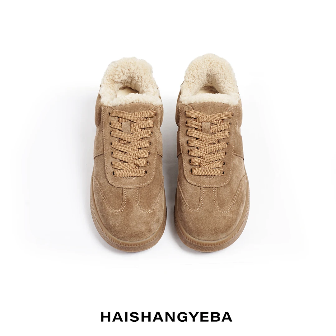 【海上叶爸】新款2025秋冬百搭牛反绒复古厚款时尚德训鞋