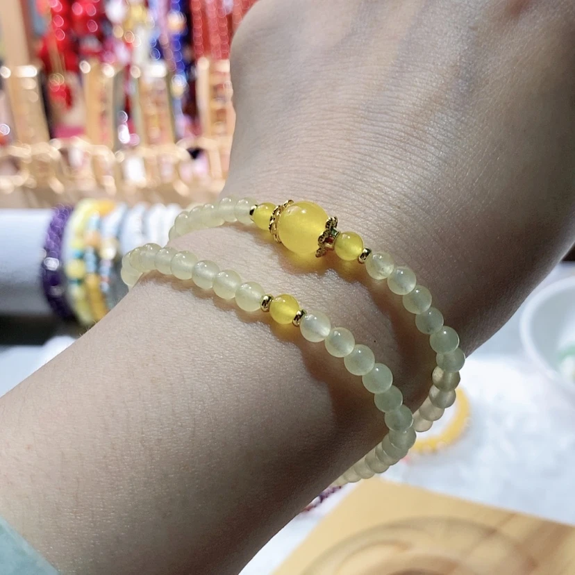 【闪购商品】玛瑙/玉髓手链合金纯手工双圈玛瑙手串