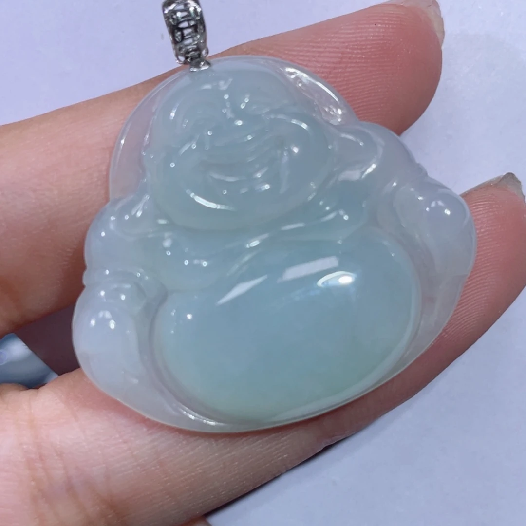 翡翠18K金镶嵌颈饰佛公