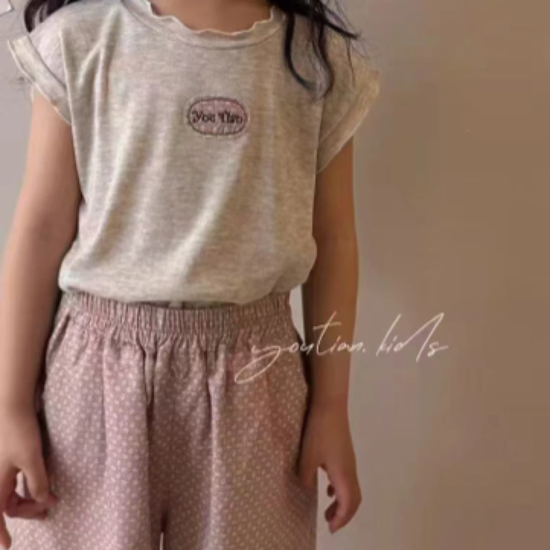 【编号U240】TXBB-2-14-儿童带标背心碎花裤套装卡其色-TXBB