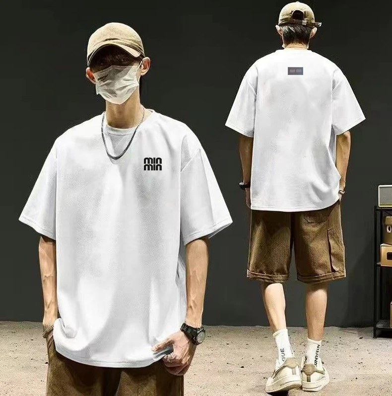 全棉圆领纯棉短袖T恤立体发泡logo背标min866