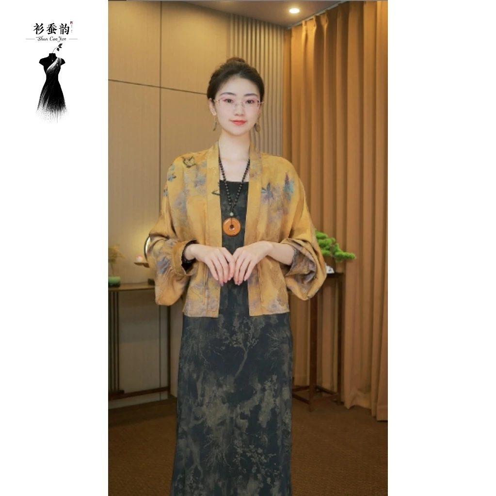 [初见荷]真丝蝙蝠袖夏季外套显瘦好看外套双面-有色差介意勿拍-清