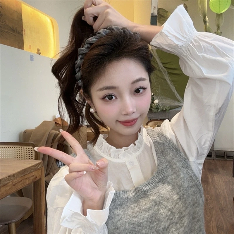 波浪高颅顶头箍褶皱发箍2025爆款洋气高级感发箍高颅顶显脸小头饰