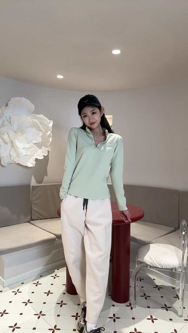 【女款】长款拼接冬季短款拉链立领厚款休闲风长袖卫衣