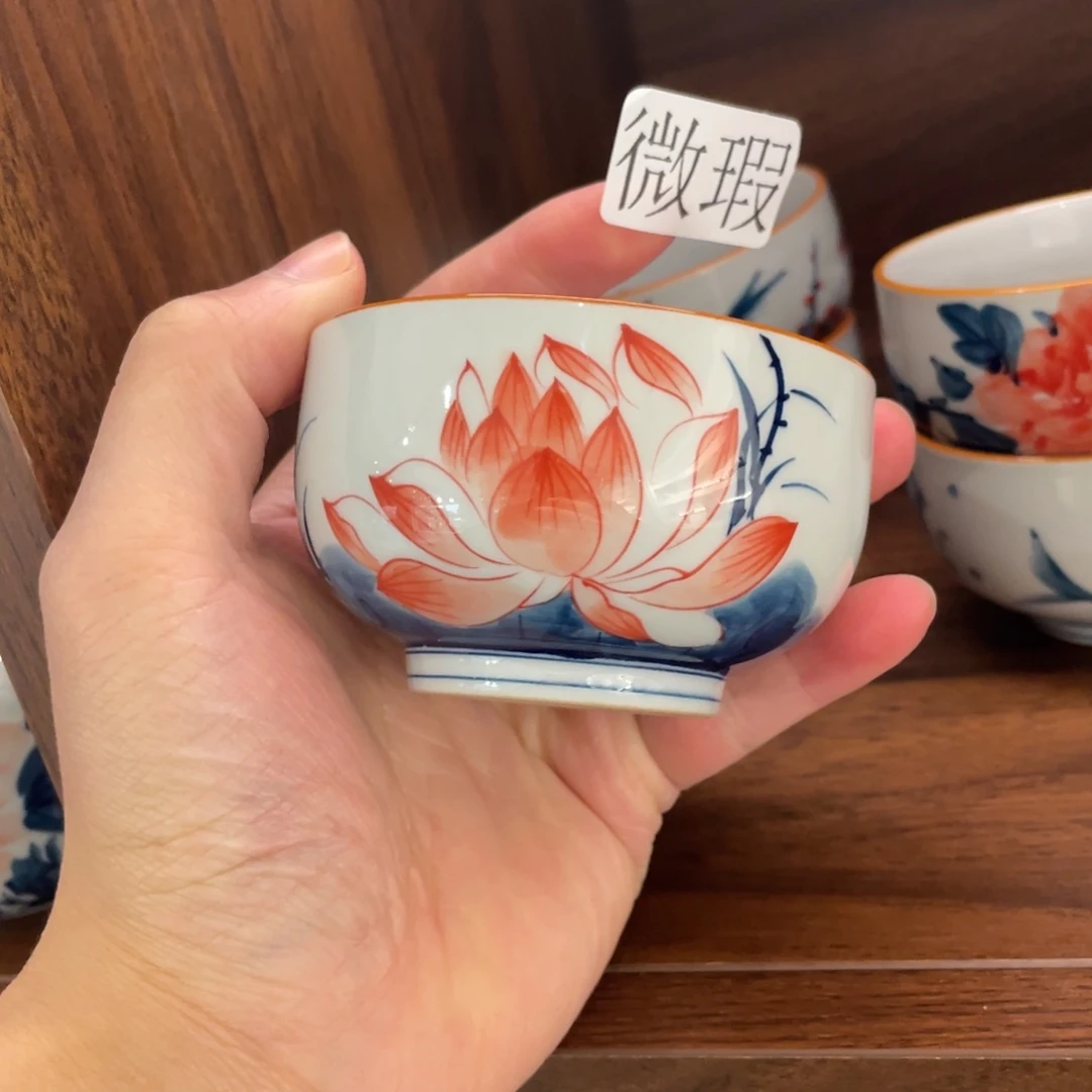 釉下手绘茶具微瑕