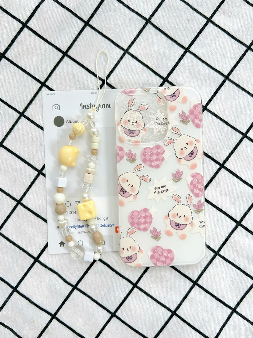 【92】满屏爱心可爱兔兔 IMD工艺手机壳防摔适用于苹果17PM安卓