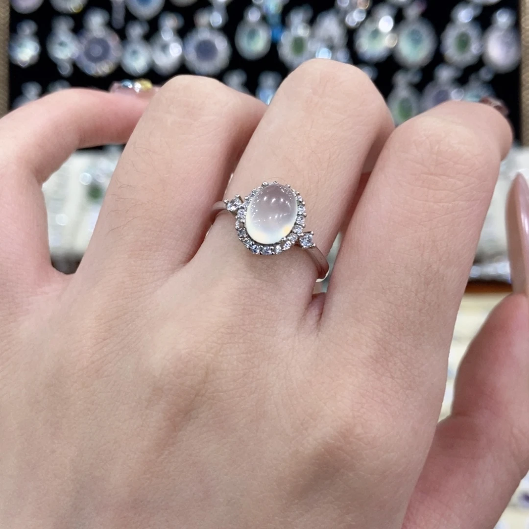 蛇纹石玉银S925镶嵌戒指