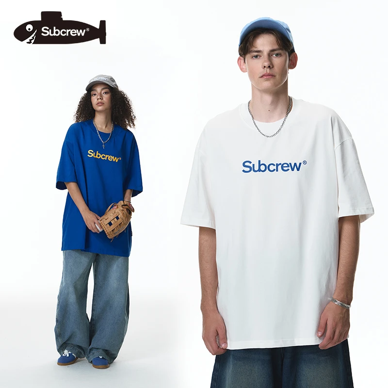 Subcrew305G重磅纯棉街头美式印花短袖欧美纯色oversize圆领T恤