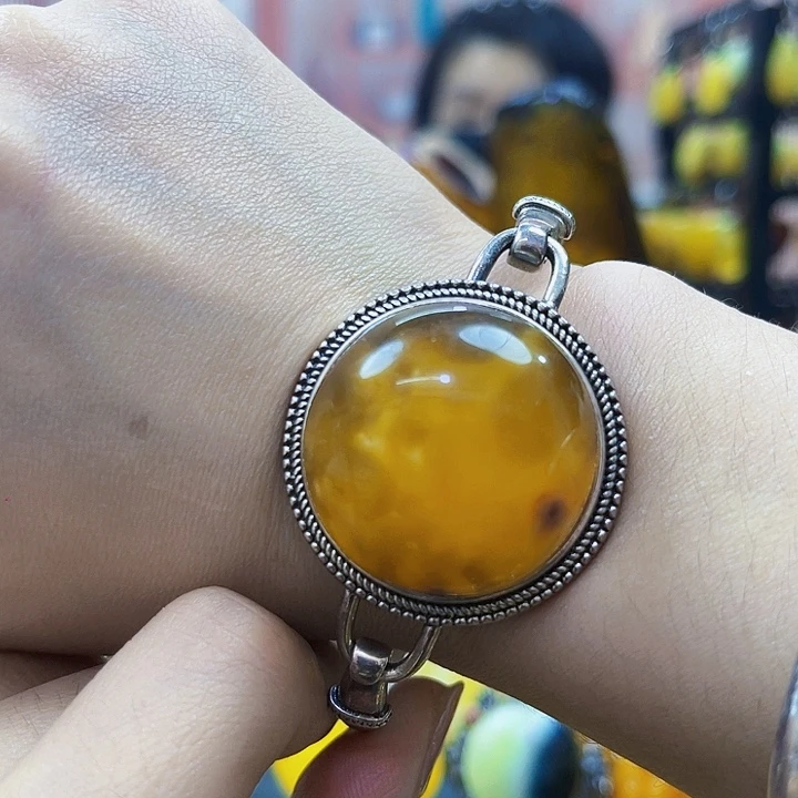 琥珀银S925镶嵌颈饰手镯