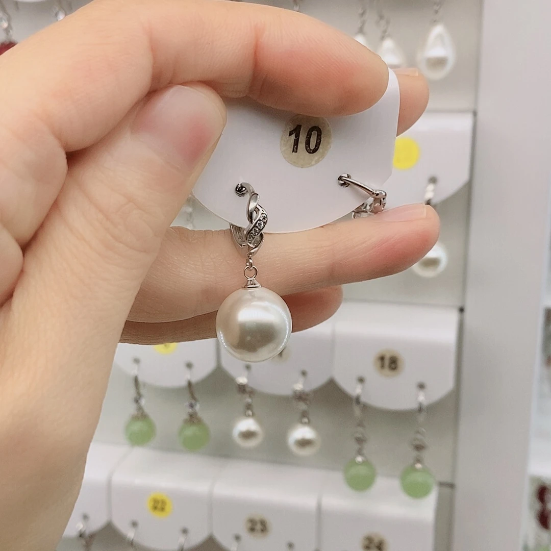 925银14毫米白貝珠