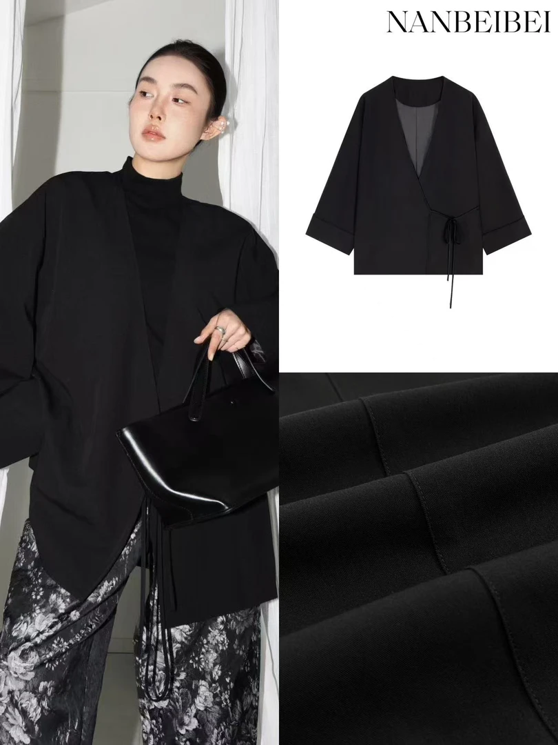 NanBeiBei 道袍 小众设计款宽松百搭斜系带外套 087