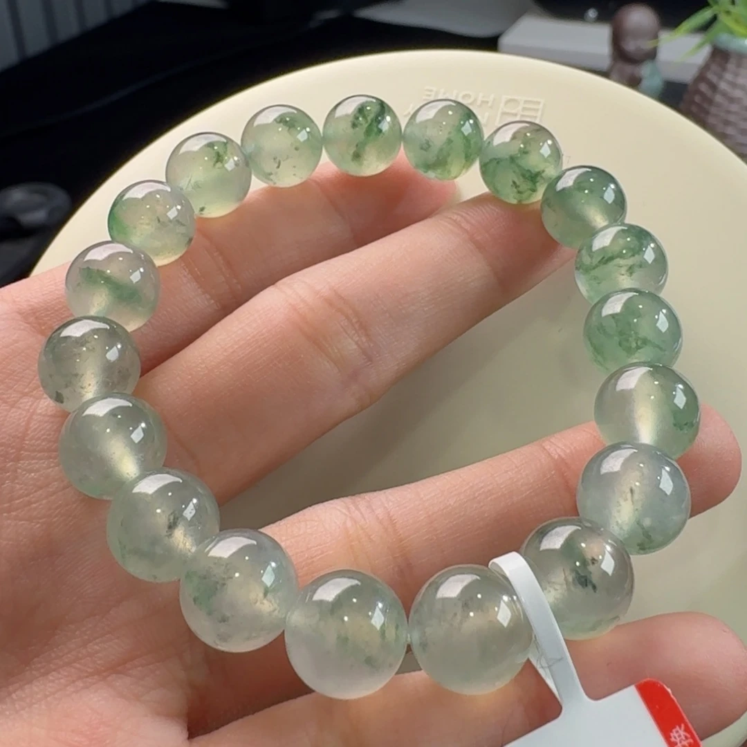 翡翠手链未镶嵌新款超高性价比！高冰绿飘花单圈卡10