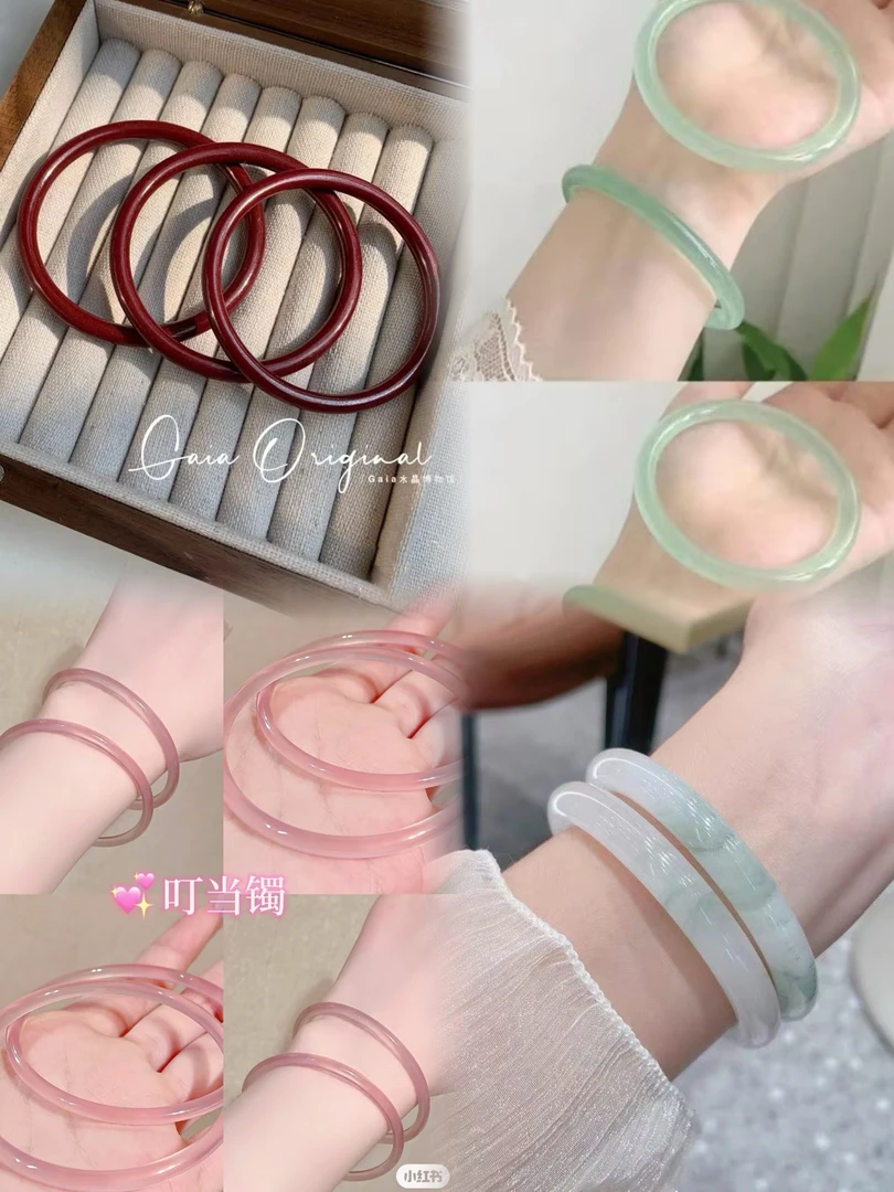 非金属玻璃手镯 琉璃仿玉新中式手镯汉服配饰可爱ins少女心百搭镯