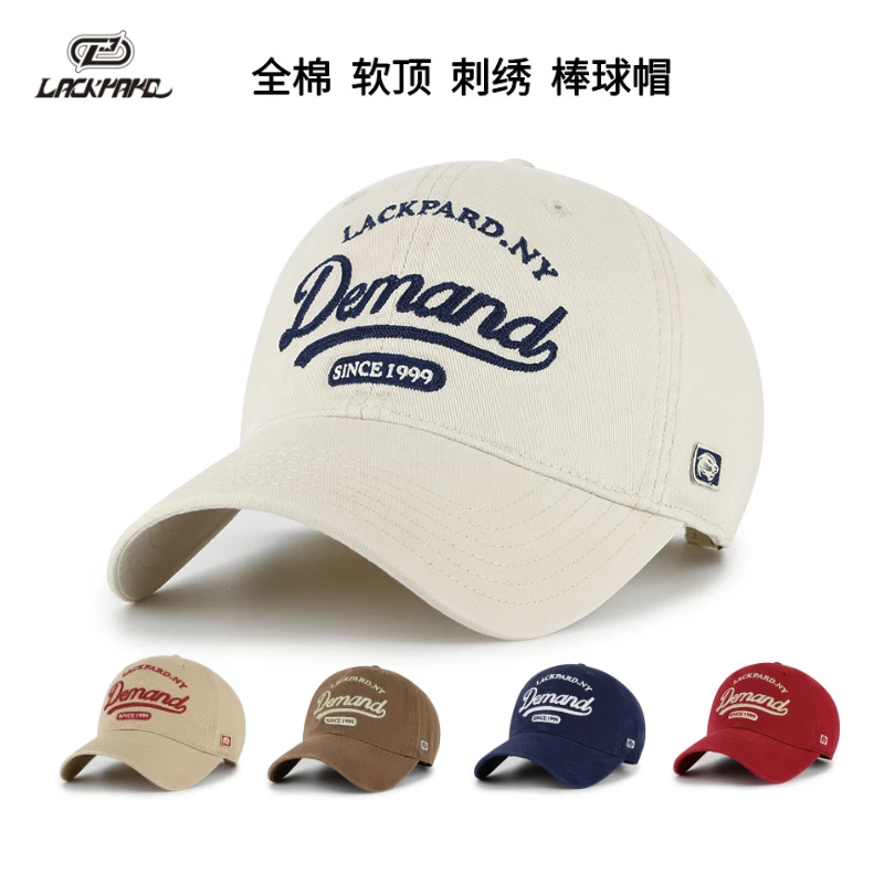 LACKPARD鸭舌帽女士四季软顶全棉棒球帽男士户外大帽檐显脸小帽子