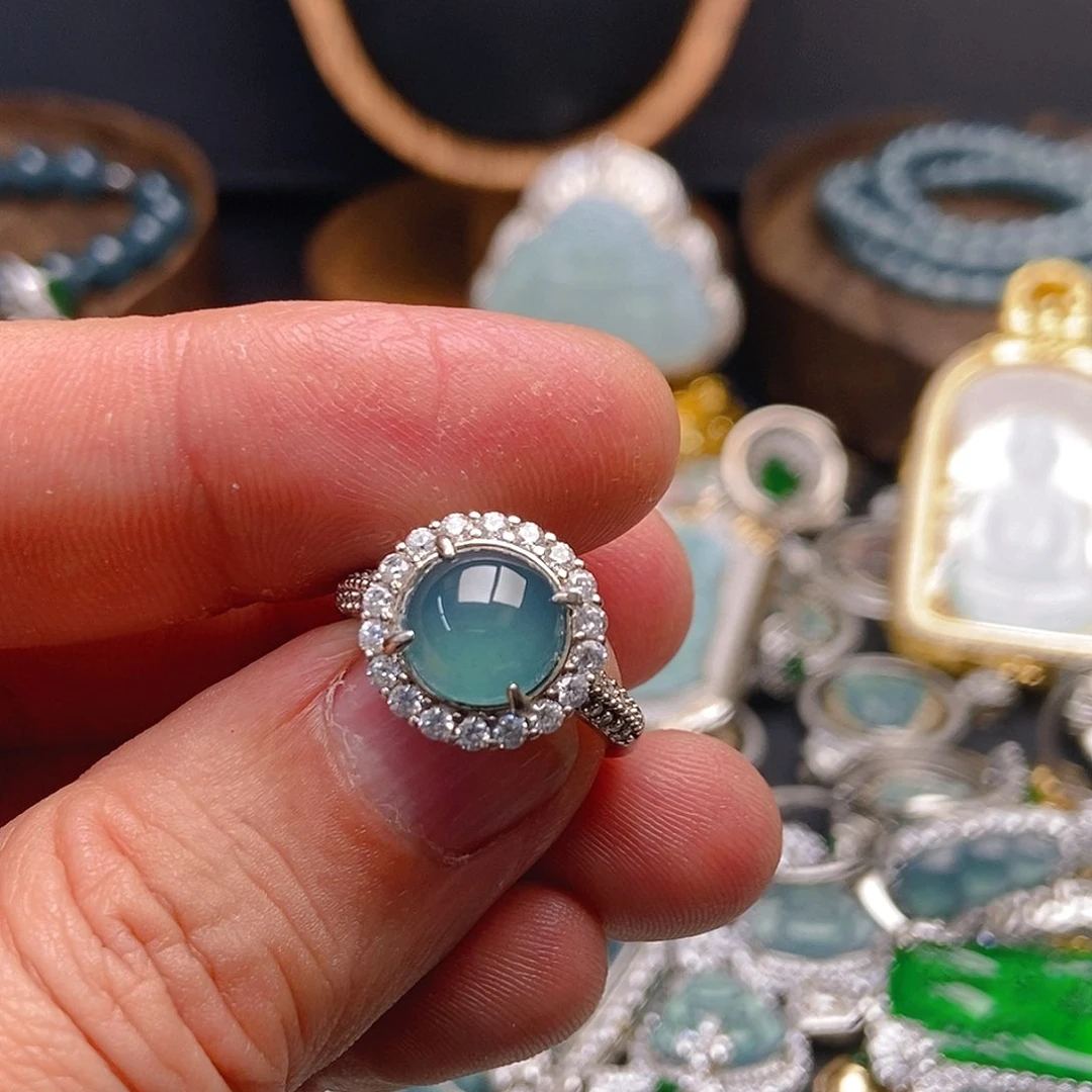 翡翠戒指银S925镶嵌774戒指