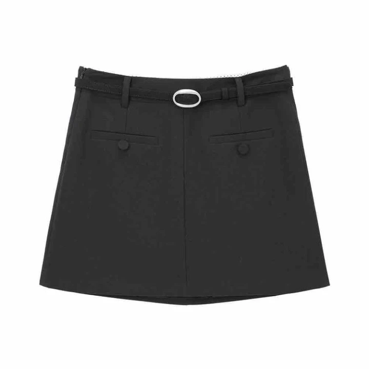 AVVENN 设计师品牌2025春百搭显瘦A字半身裙女气质高腰时尚修身女