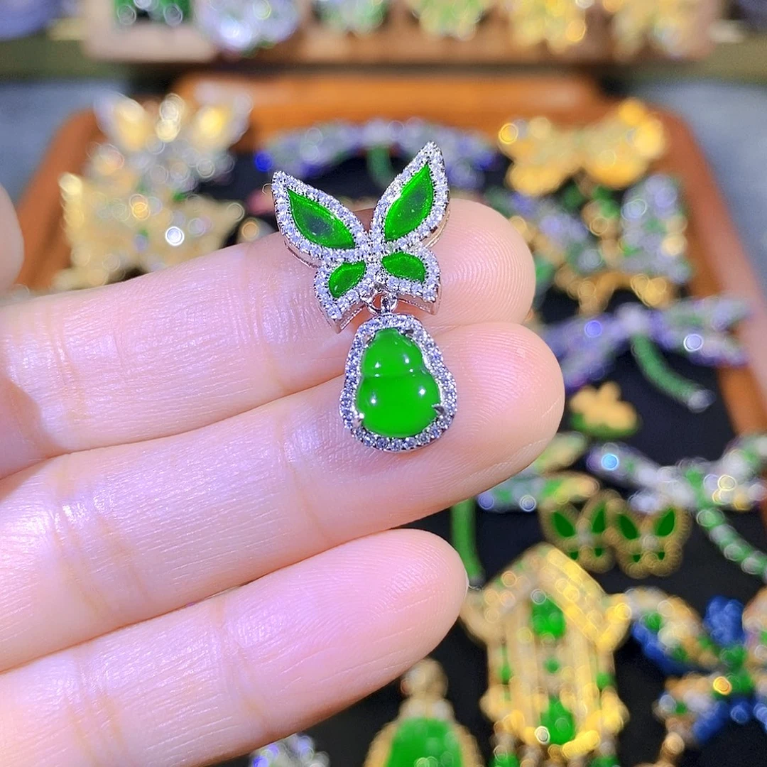 颈饰银S925镶嵌翡翠