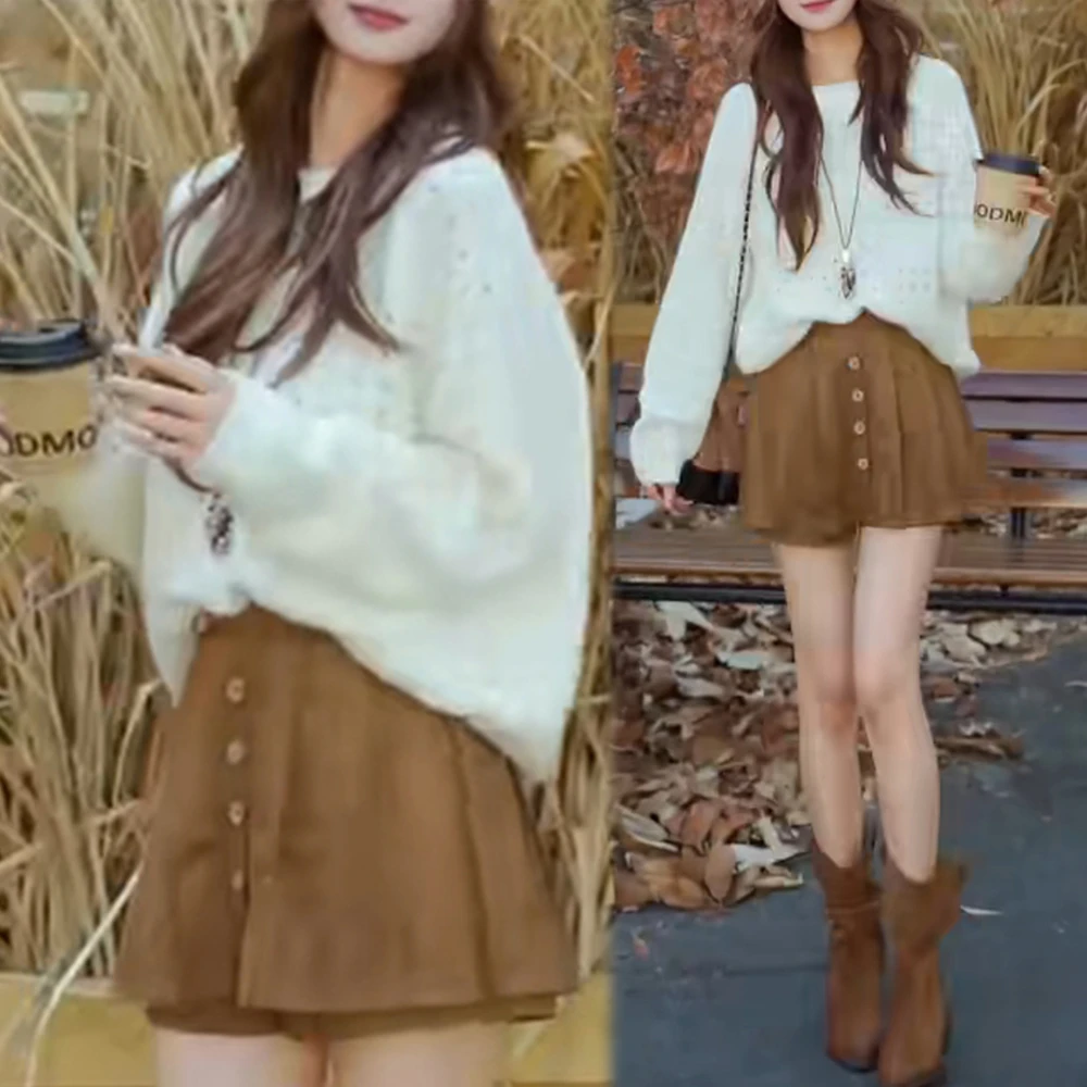 2025秋季减龄温柔甜美舒适糖果色显瘦开衫毛衣显瘦半身裙套装