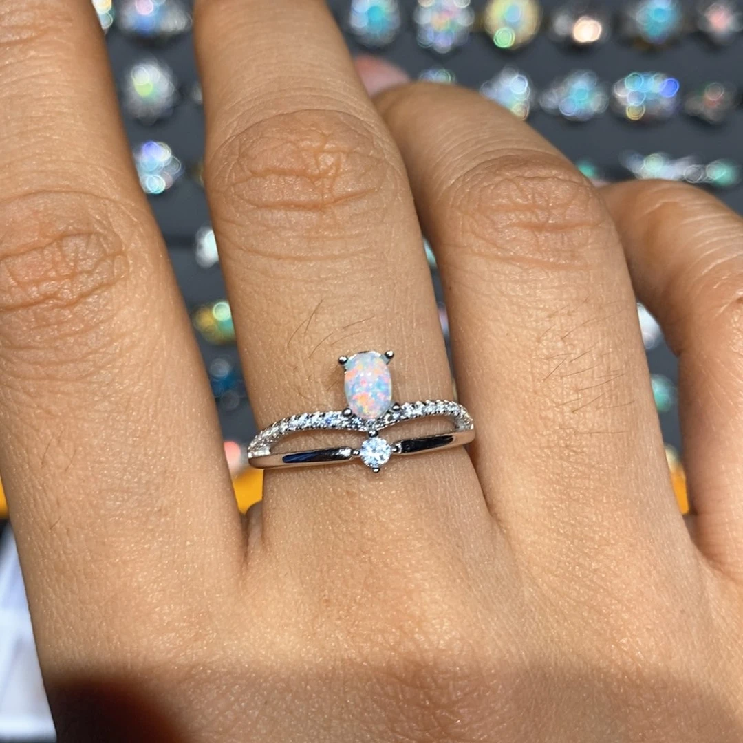 欧泊银S925镶嵌欧泊戒指款式自选