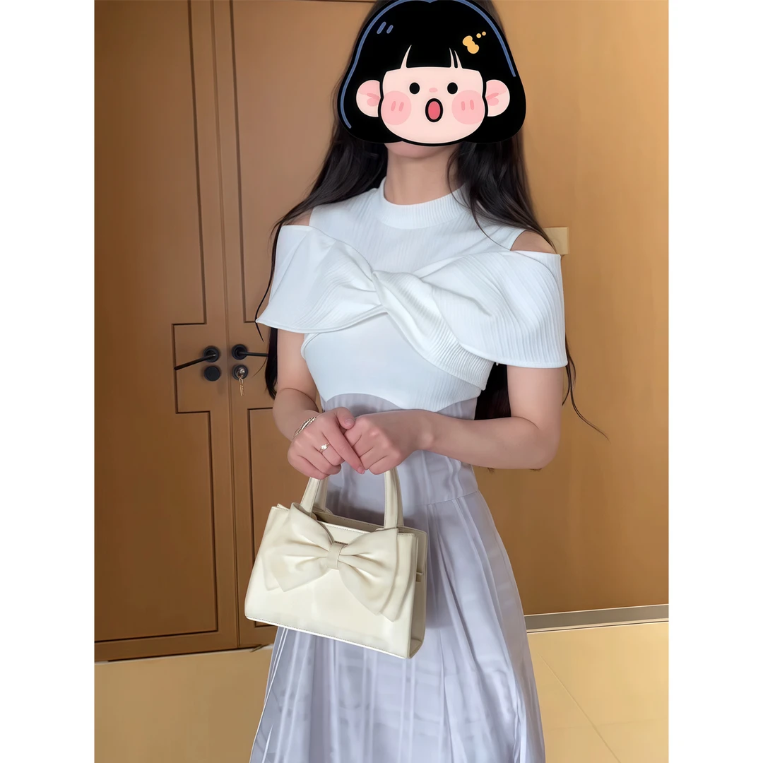 樱花妹妹  清楚系掐腰裙  蝴蝶结扭结拼接格纹半身裙