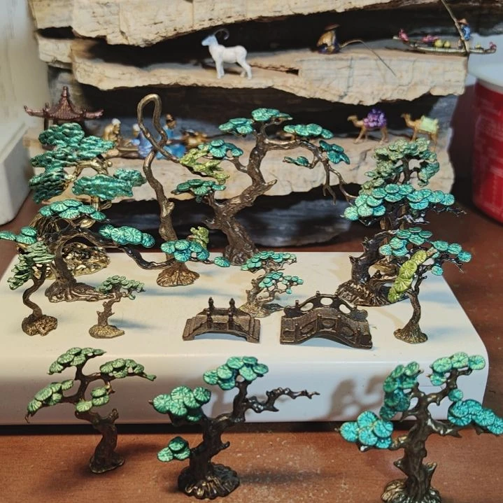 走***看黄铜盆景假山摆件造景摆件