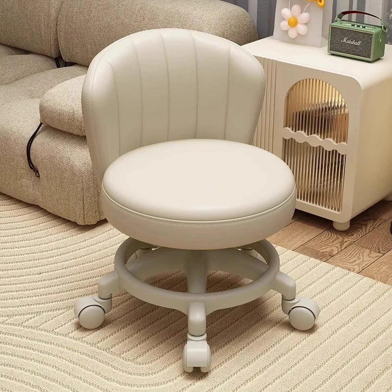 小凳子家用矮凳客厅带轮小板凳可移动换鞋凳儿童滑轮靠背椅