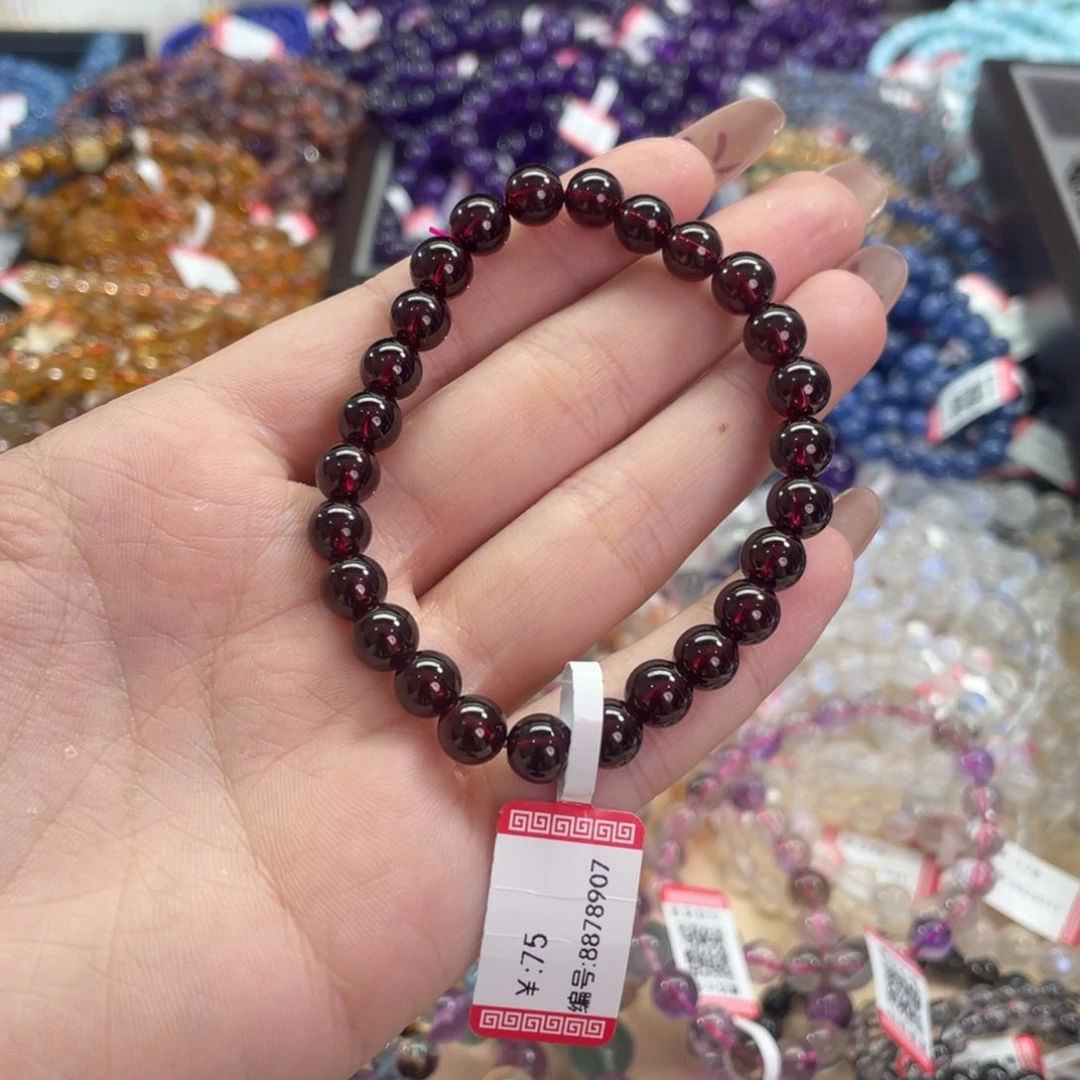 石榴石手链未镶嵌单圈7mm