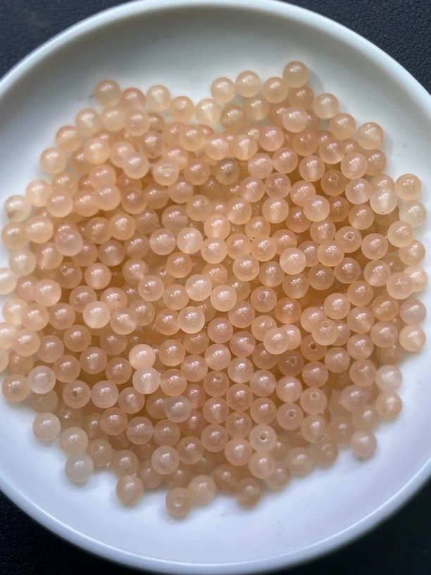 天然和田玉散珠 藕粉Y1687  4mm 108颗 （赠弹力绳）