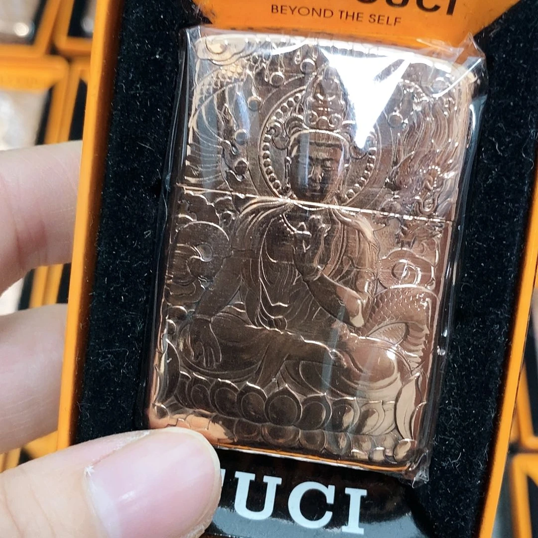 明铬玉龙观音紫铜酷奇打火机