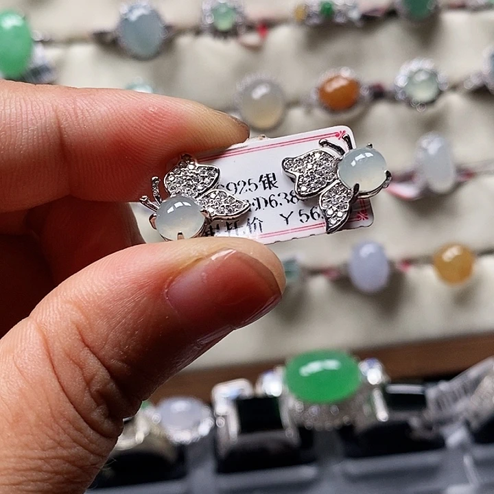 翡翠戒指银S925镶嵌