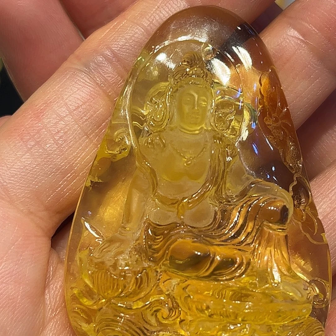 琥珀颈饰未镶嵌琥珀观音