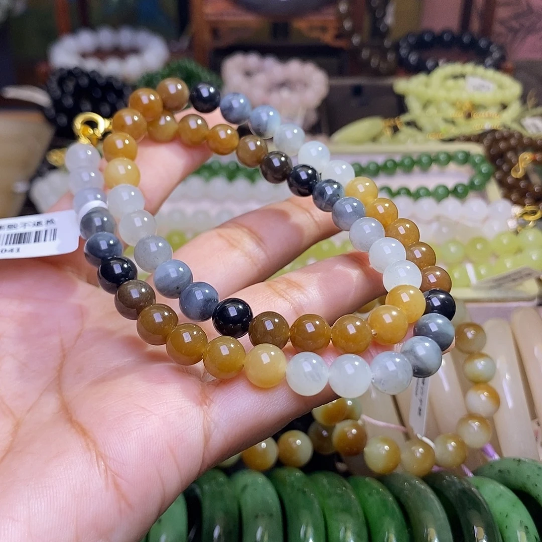 和田玉未镶嵌颈饰楼兰多宝老矿料约8mm妈妈项链