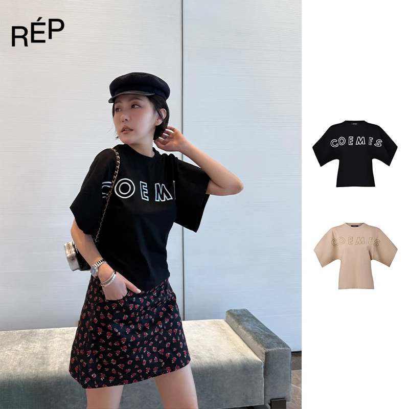 【5折】REP-COEMES设计师品牌设计感落肩字母短袖T（特价NO退换）