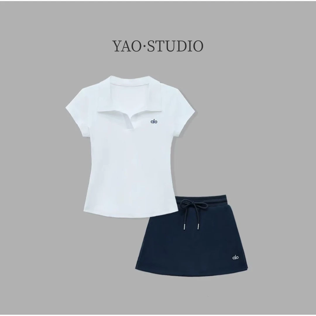 【休闲套装】2025新款韩版套装时尚刺绣T恤显瘦显高裙裤夏季套装