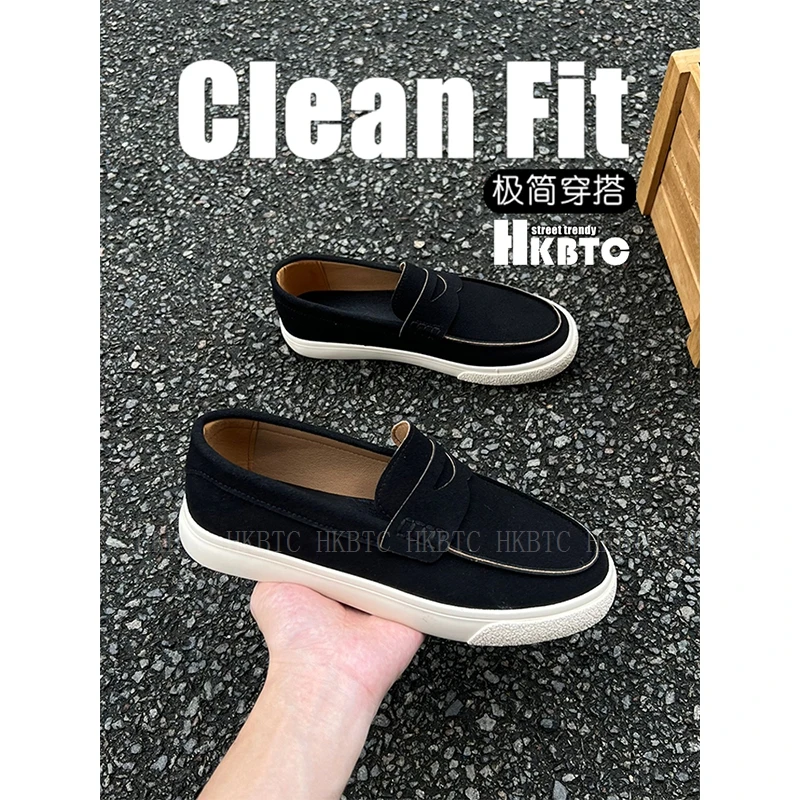 HKBTCstreet trendy乐福鞋男夏季新款透气厚底豆豆鞋休闲百搭低帮