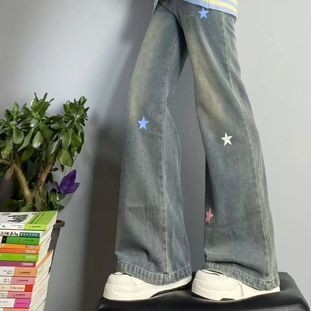 学妹牛仔裤女童中大童长裤新款春秋2025爆款显瘦百搭阔腿宽松休闲
