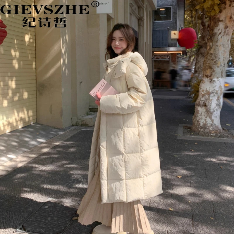 纪诗哲中长款过膝羽绒服女冬季新款潮流百搭宽松加厚保暖外套女款