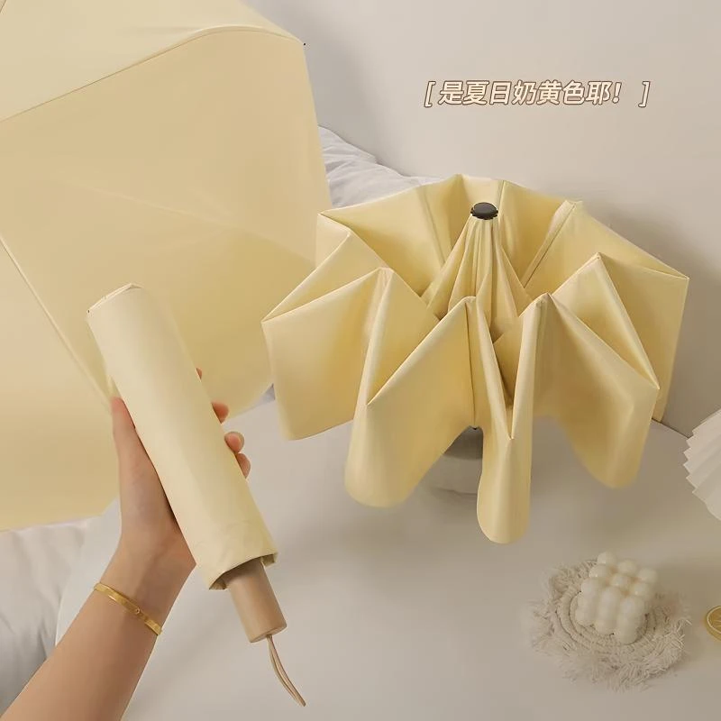 防紫外线双人大号手动雨伞纯色黑胶防晒晴雨两用太阳伞折叠伞夏季