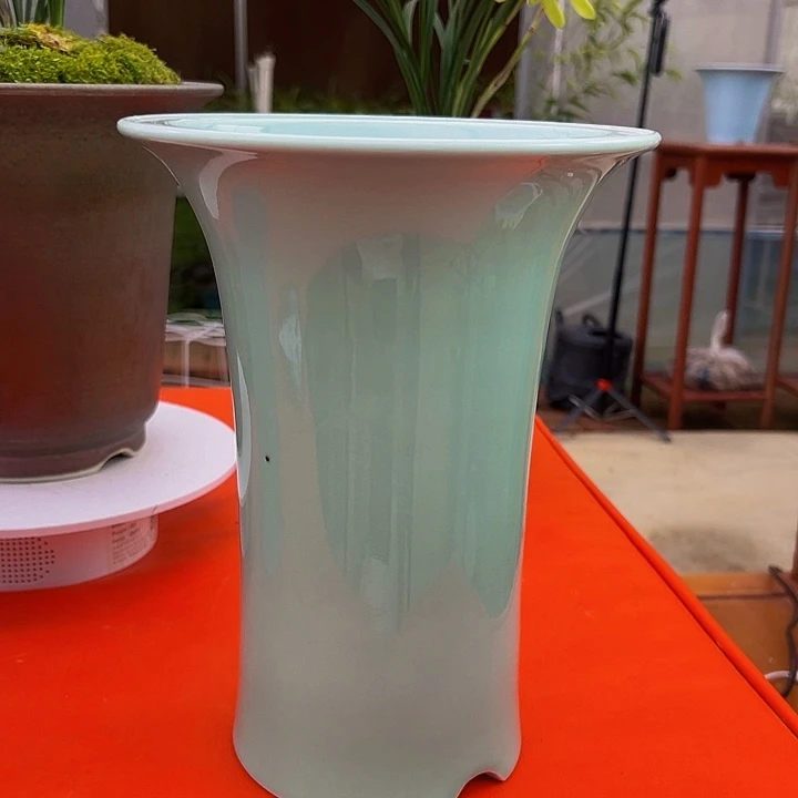 摆件迷**爹松绿陶瓷微瑕