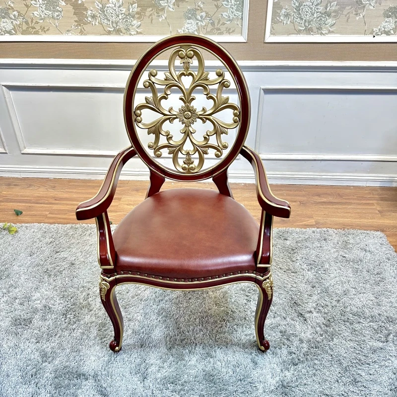 法式镂空雕刻花朵扶手沙发椅