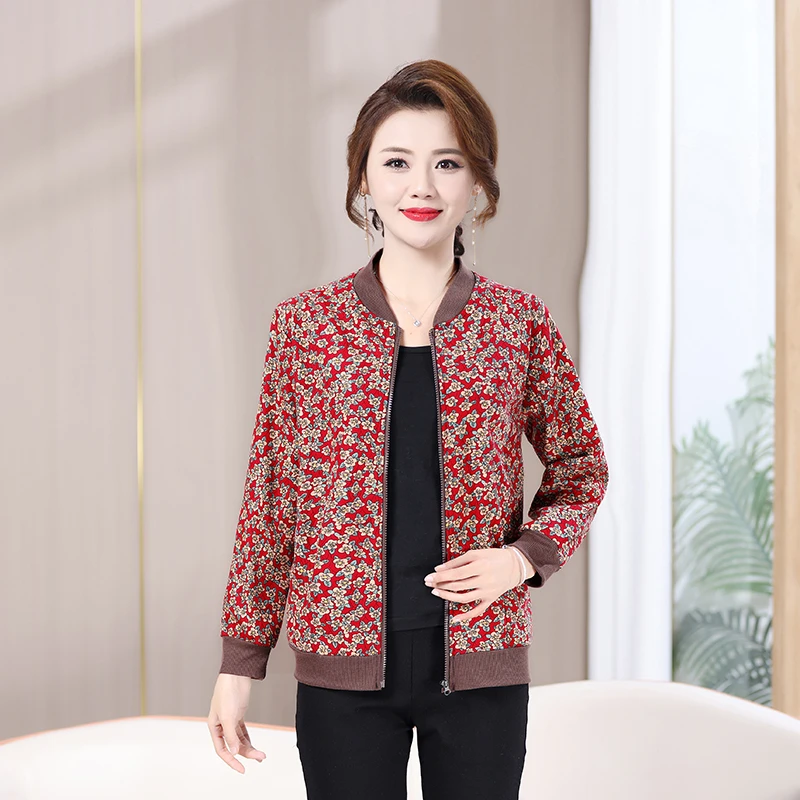 妈妈春秋格子外套上衣短款休闲夹克中年女装2025春秋装新款洋气女