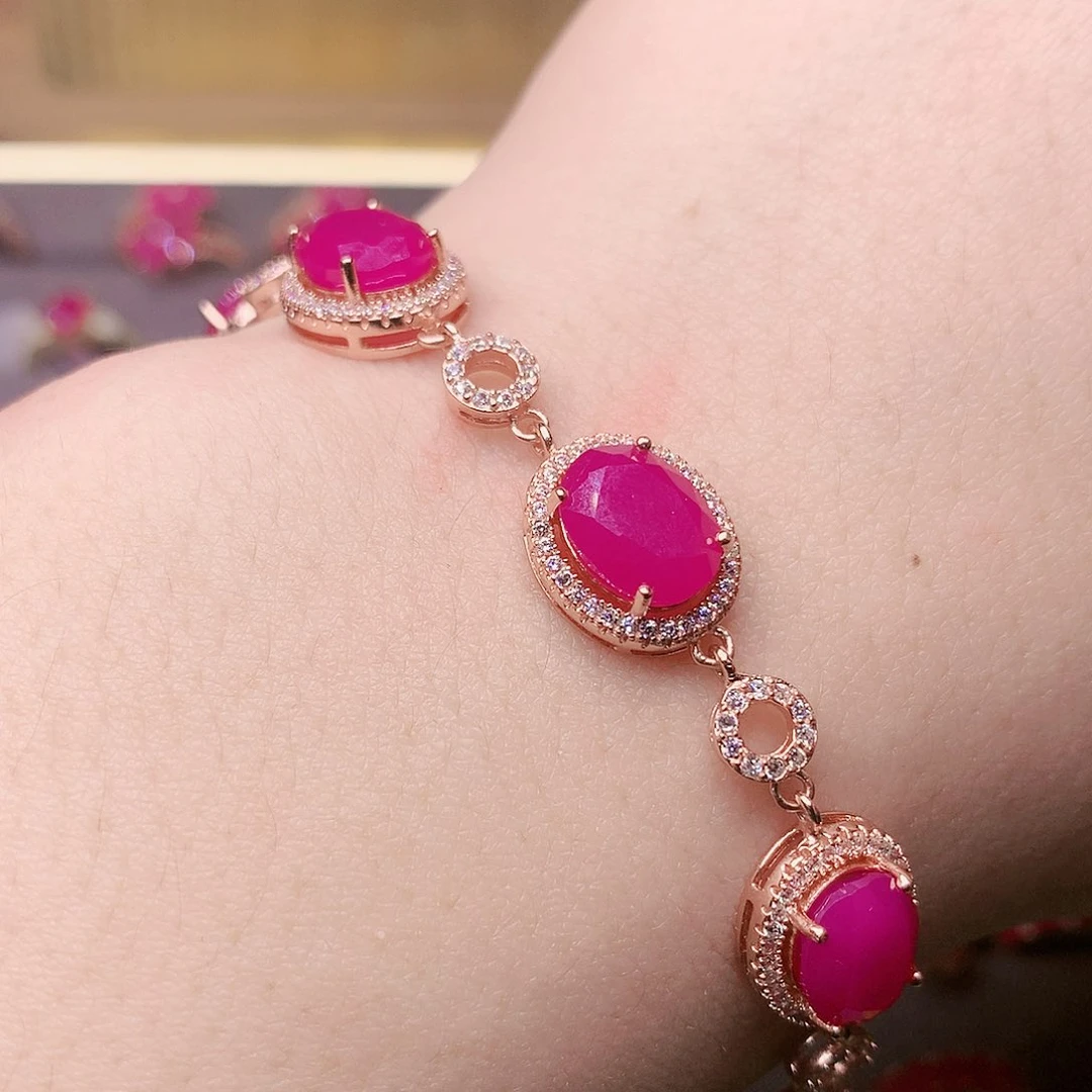 红宝石手链银S925镶嵌