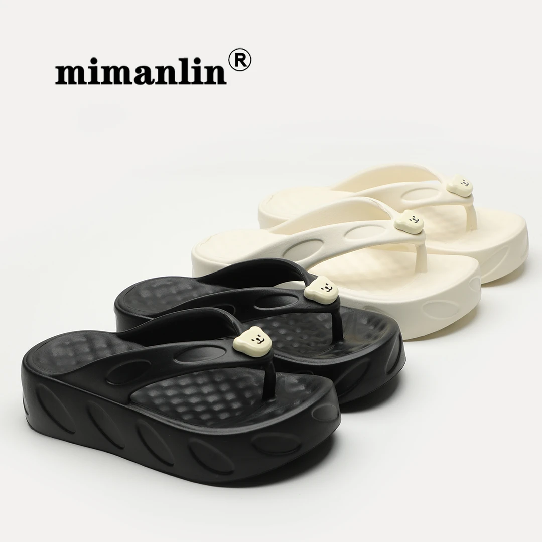 米曼琳厚底踩屎感人字拖鞋女夏季可爱松糕防滑时尚网红夹脚凉拖鞋