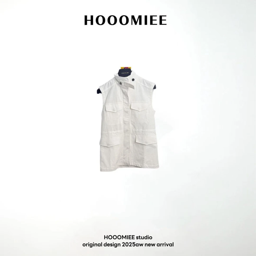 Hooomiee松弛慵懒亚麻马甲无袖显瘦老钱女士背心M0092