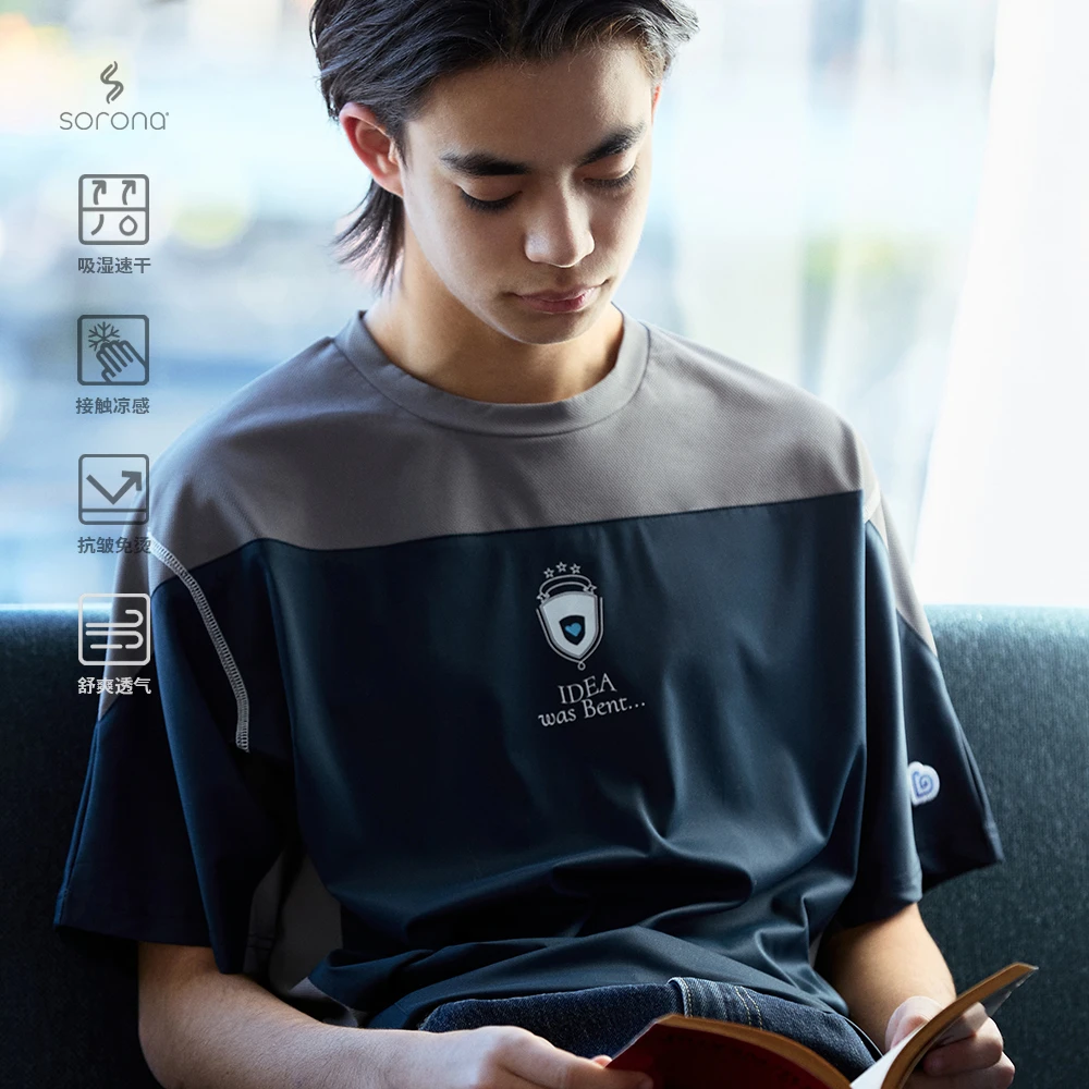 BENT IDEA 2025夏季新款 城市户外速干面料足球系列拼接情侣款t恤