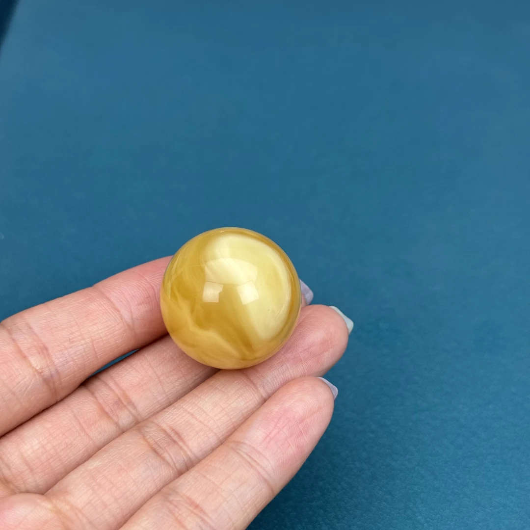 R3334天然原矿蜜蜡鸡油黄单珠25.2mm 9g支持复检假一罚四