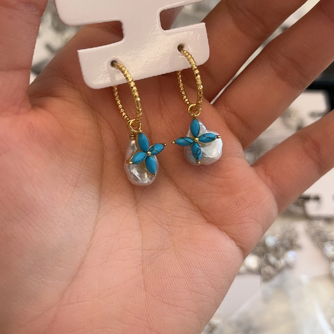 合金淡水珍珠耳饰