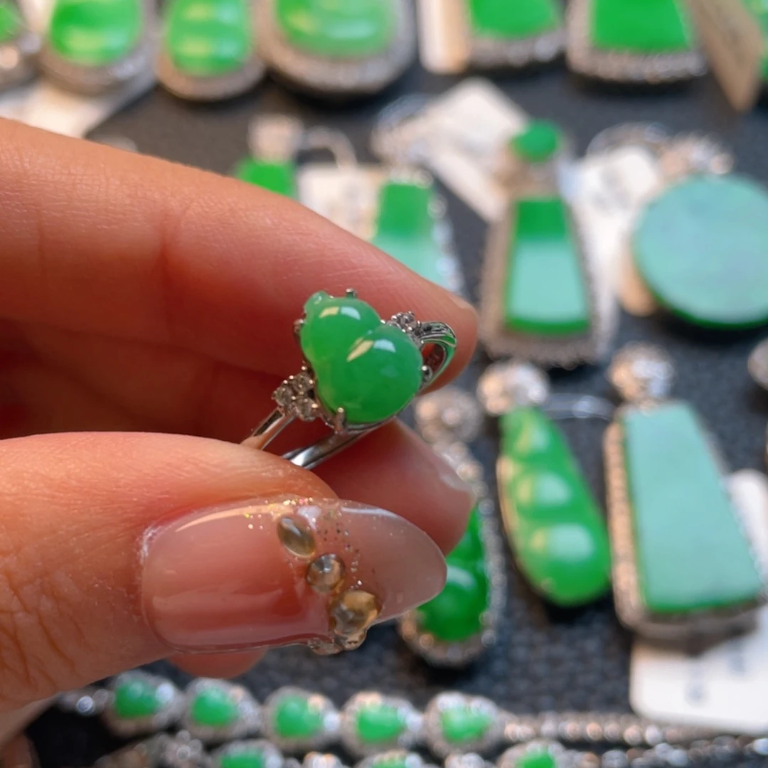 翡翠银S925镶嵌吊坠(不含链)戒指