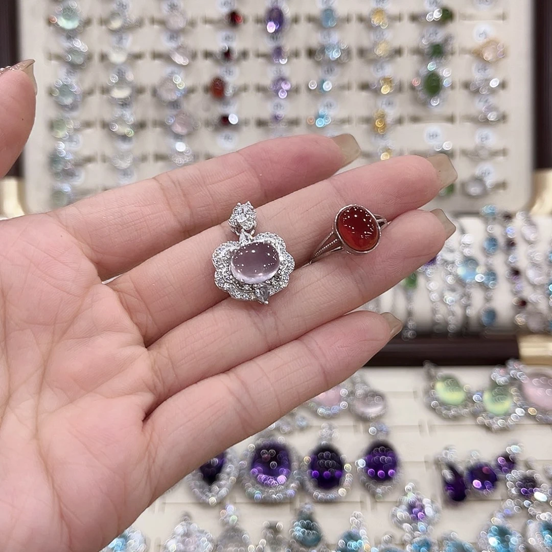 慢***征蛇纹石玉银S925镶嵌戒指