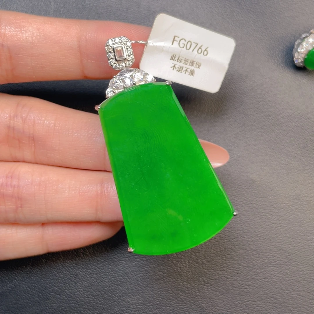 翡翠银S925镶嵌吊坠(不含链)